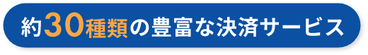 約30種類の豊富な決済サービス